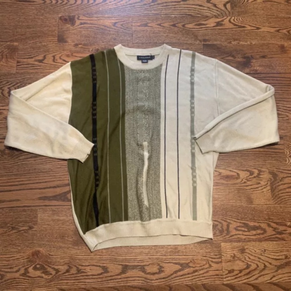 A. Adams & Spire Mens Crew Neck Pullover Sweater Stripe Mens size XL Extra Large